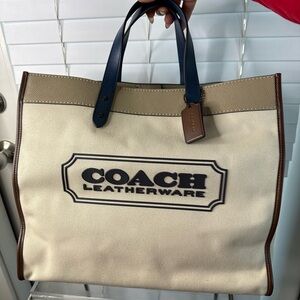 Coach Leatherware Beige and Navy Tote
